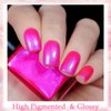Hot Pink Shimmer Nail Polish, Air Dry Pink Holographic Nail Polish, High Glossy Iridescent Nail Polish Quick Dry, Bright Pink Pearlescent Nail Polish Long Wear Polish Gift for Women Girls, 13 ML
