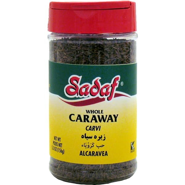 Sadaf Whole Caraway Seeds - Whole Caraway for Cooking & Food Seasoning - Spices & Seasonings -Caraway Seeds - Kosher - 5.5 oz Bottle With Shaker Top
