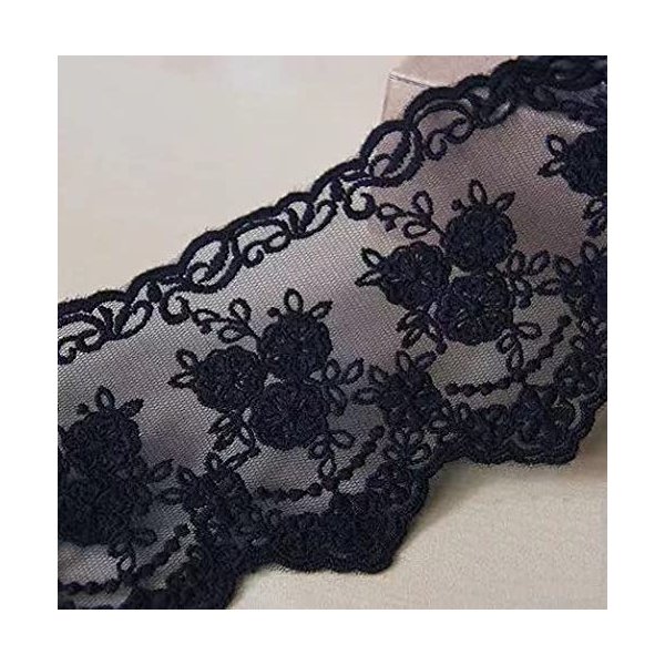 Sourcemall Lace Trim Ribbon, Delicate Crown Ribbon for Crafts Sewing and Bridal Wedding Dress Applique Decorations, 3.3inch Width 5 Yards/Lot (Black)