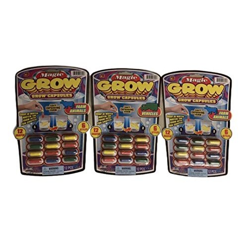JA-RU Toys, Magic Grow Capsules (1 Pack, 12 Units) Sea Creatures, Zoo & Farm Animals, Dinosaur. Expanding Foam Sponge Toy for Kids. Bulk Water Growing Bath Party Favors 305-1A