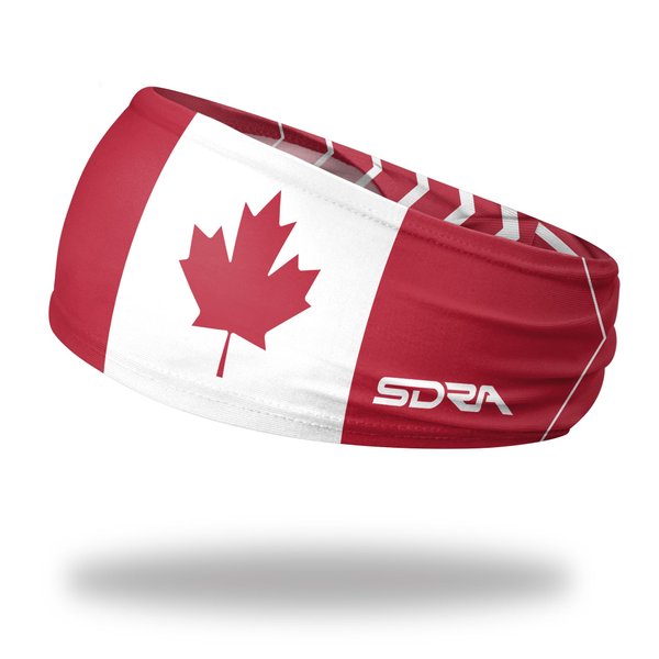 Suddora Country Flag Headbands, Wide Headbands with Canada National Flag, Tapered Style Boho Headbands for National Sports Events, Non-slip Fabric Sweatband for Soccer, Tennis, Workout, Costume