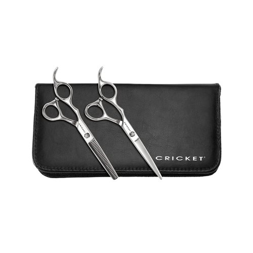 Cricket Shear Advantage Left-Hand Duo Professional Stylist 5.75" & 32T Stainless Steel Hair Cutting Scissors and Hair Thinning Shears Set, Lefty, Value Set with Case and Accessories