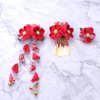 3pcs Japanese Kimono Flower Hair Clips Tassel Hair Hairpins Japanese Style Traditional Kimono Hair Barrettes Hair Accessories for Women (Red)