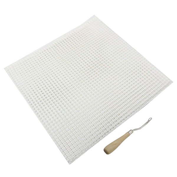 NX Garden 50x100cm Blank Rug Hooking Mesh and Bent Latch Crochet Hook with Wood Handle DIY Kit Tool for Tapestry Carpet Rug Making Embroidery Crafts Decor