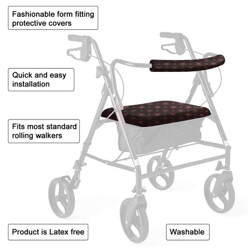 Rollator Walker Seat and Backrest Rollbar Covers Set Adjustable Patterns Walker Cover Accessories for Walker Rollator