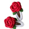 Atelier PG Handmade Crochet Hair Clips, Colorful Cotton Hair Clips (Red Rose)