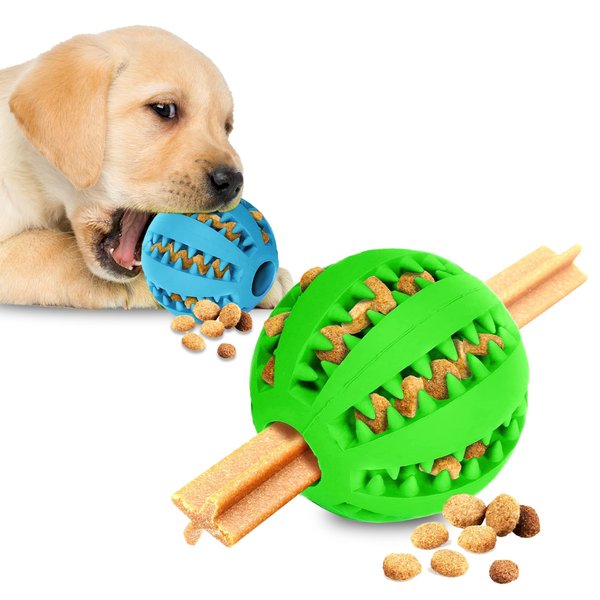 SunGrow 2-Pack Dog Treat Balls, Puzzle Food Interactive Treat Dispensers, Hide Treats Inside, Puppy Treat Dispensers for Training, Small Dog Enrichment Balls for Boredom, Mental Stimulation for Puppy