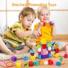 JYCHX Montessori Wooden Bead Sorting Toy Set with Fishing, Stacking Blocks, Beads and Matching Shape Stackers for 3 4 5 + Years Old Boys/Girls STEM Preschool Learning Toys for Gifts