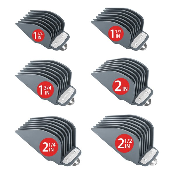 Yinke for Wahl Clipper Guards Set 10 12 14 16 18 20, Extra Long Hair Clipper Guards with Metal Clip, 6 Cutting Lengths 1.25/1.5/1.75/2/2.25/2.5 inch, Fits Most Cordless/Cord Wahl Clippers (Gray)