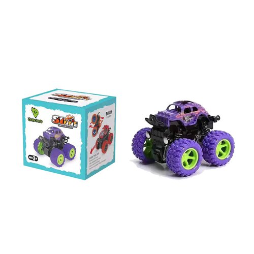 AHYCS Monster Truck Toys, Friction Powered Monster Trucks for Boys, Push and Go Vehicles Toy for Kids, Inertia Vehicle, Stunt On-Road Vehicle, Great for Birthday Party Gift for Boys Girls (Purple)