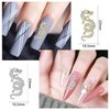 WOKOTO 20pcs Gold and Silver Chinese Dragon Nail Charms for Long Nails Dragon Jewelrys 3D Nail Jewelry for Acrylic Nails Art 3D Dragon Charms Silver Nail Studs Charms for Nails Designs Charms