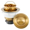 LQS Kitchen Sink Drain Strainer Assembly, Sink Drain 304 Stainless Steel with Removable Deep Waste Basket and Sealing Lid 3-1/2-inch Golden