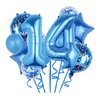 Balloons, 11 pcs Foil Balloons 14 Year Old for 14th Birthday Party Supplies Decoration， Confetti Balloon Kids Party Balloons Birthday Party Supplies 14 Years Old Birthday Balloon for Kids (14th, Blue)