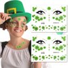 St. Patrick's Face Sticker Green Shamrock Face Gems Temporary Tattoos Sticker Clove Face Body Tattoos Party Makeup Self Adhesive St. Patrick's Day Holiday Festival Party Supplies 2pcs