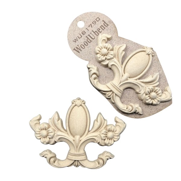 Woodubend WUB1790 Pack of Two Decorative Plaque 11.5x8cm Wood Appliques - Heat Bendable & Flexible Onlays - DIY Craft, Furniture & Home Decor - Easy to Apply & Paint - Versatile + Reusable