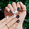 GLAMERMAID Press on Nails Extra Short Squoval, Gothic Black and White Glue on Gel Nails with Stars Design, 24Pcs Round Reusable UV Finish Fake Nails Acrylic False Nails Manicure Kits for Women Gifts
