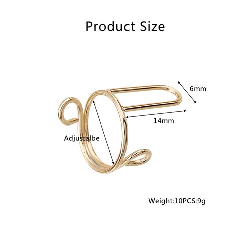 10PCS Wudu Nail Rings,Nail Art Fingernail Rings,Adjustable,Reusable,Removable,Nail Art Ring Ladies Wearing Nail Accessories(Gold)