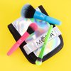 MODA Minis Totally Electirc Face 4pc Makeup Brush Kit – Travel-Size Vegan Brushes with Neon Handles for Face & Eyes