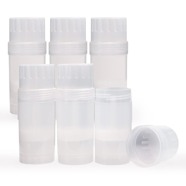 BOSMIOW 6 Pcs Empty Deodorant Container 2 Oz Plastic Refillable Twist-up Deodorant Tubes Deodorant Bottles For DIY Deodorant Lip Blam