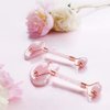 Jade Roller for Face - Authentic Rose Quartz Face Massager with Gua Sha Anti-Aging Tool – Reduce Wrinkles, Migraines, Dark Circles + Eye Puffiness - 100% Natural Skincare