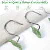 OBERITOL 12PCS Shower Curtain Hooks, Decorative Shower Curtain Hooks, Rust Proof Stainless Steel Shower Curtain Hooks for Bathroom, Bedroom Room Decor (Leaves)