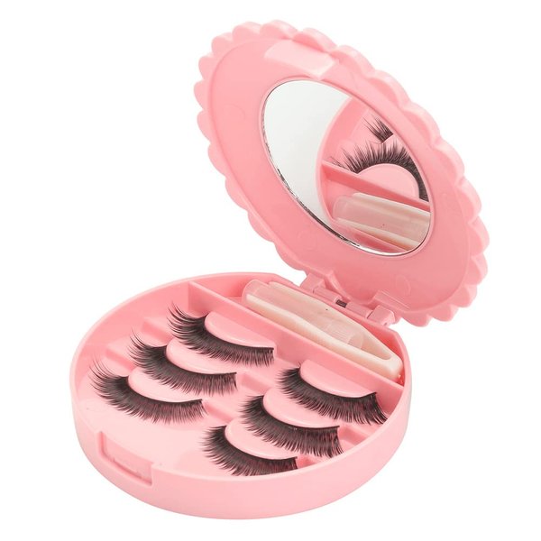 YiQiYi Cosmetic Case with Mirror Eyelash Case Makeup Storage Box Travel Cosmetic Bag Pink Place Eyelashes