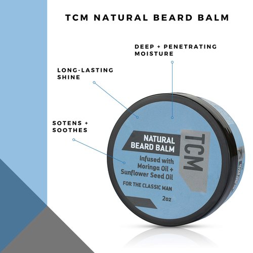 TCM Natural Beard Balm, Smooth, Soften, Shape with Shea Butter and Argan Oil, Moisturizing Lightweight Non-Greasy Shine for All Beard Types, 2 oz