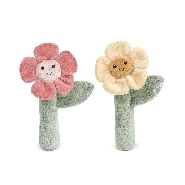 MON AMI Soft Baby Rattle Toy Set of 2 Pcs – 6”, Flower Shaped Plush Stuffed Rattle for Newborns, Babies, Sensory Development Toys for Infants & Toddlers – Ideal Christmas Gift