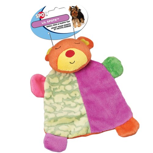 Ethical Pet SPOT Lil Spots Plush Blanket Dog Toy with Squeaker | Plush Baby Blanket Squeak and Crinkle Dog Toy for Small Dogs and Puppies | 7", Pack of 1 Assorted Color