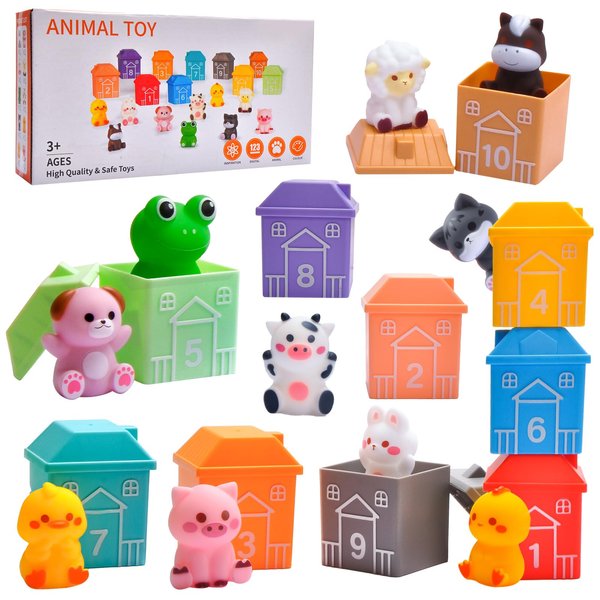 TOYSXYIN Animal Shape Sorting Toys for Toddlers, Preschool Building Blocks Set, Educational