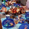 MIG4U 120PCS Dinosaur Plates for Birthday Party Decorations, 24 Dinosaur Paper Plates and Napkins Sets with Cups & Straws for Boy and Girl, Dino Kids Party Supplies Blue