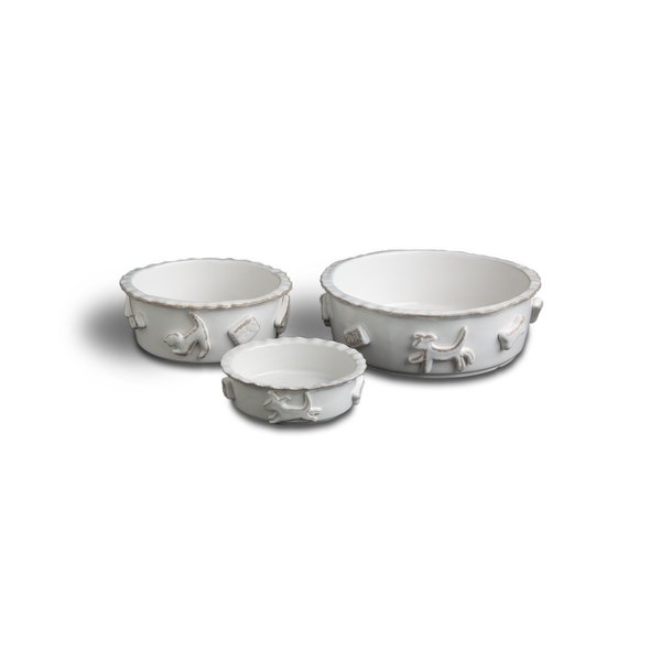 Carmel Ceramica Pdmw3010 French White Dog Food/Water Bowl, Medium