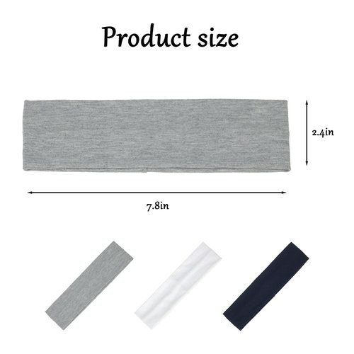 Yiwafu 3 Pack Yoga Headbands for Women, Non Slip Elastic Sweat Hairbands, Solid Color Head Accessories Headscarves Hair Hoop, Sweat-Absorbing Hairbands for Sports, Fitness, Running