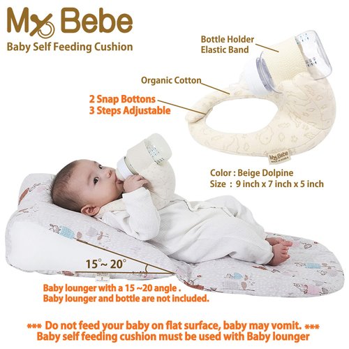 My Bebe Baby Self Feeding Cushion, Baby Self Feeding Pillow, Breast Feeding Pillow, Baby Feeding Bottle Holder, Baby Organic Cotton