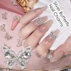20Pcs Butterfly Nail Charms 3D Luxury Butterfly Nail Gems Gold Silver Butterfly Nail Diamond Shiny Nail Rhinestones for Acrylic Nails Nail Art Supplies Nail Gems for Women Girls Manicure