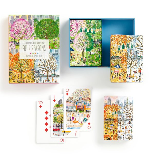 Galison Four Seasons – Playing Card Set Includes 2 Standard Card Decks Featuring Unique Cityscapes and Landscapes Throughout