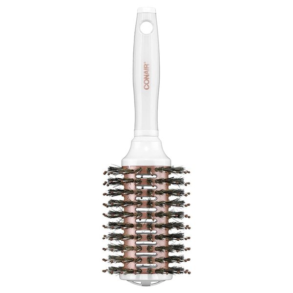 Conair Ceramic Round Brush for Blow-Drying, Boar Bristle Hairbrush, Vented Ceramic Brush to Smooth and Add Shine, Packaging May Vary, 1 Count