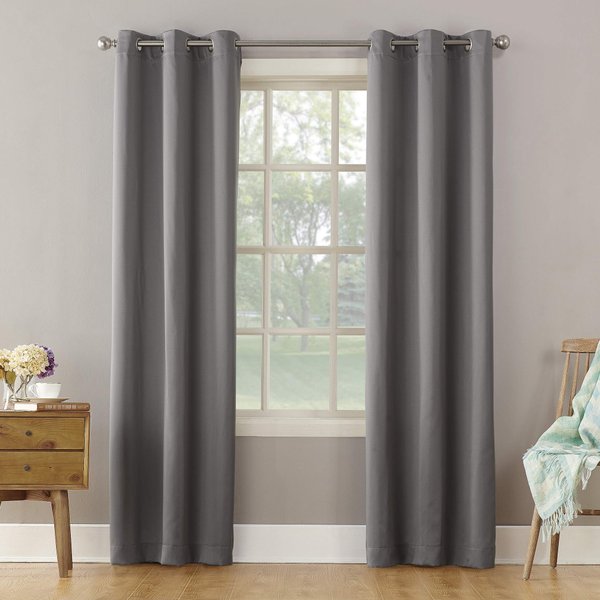 Sun Zero Becca Energy Efficient Grommet Curtain Panel, 40" x 84", Gray