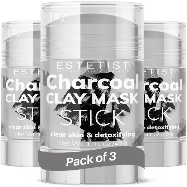 Charcoal Clay Mask Stick Set Purifying Face Mask Deep Pore Cleanser Blackhead Remover Detoxify Blemished Skin Oil Control and Balance Anti-Acne Treatment Skin Care for All Skin Types Gift Pack of 3