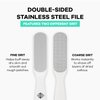 Dermasuri Double Sided Stainless Steel Foot File - Coarse and Fine Grit - Callus Remover, Cracked Heel Repair, Professional Foot Care Tool - Pedicure Rasp for Wet and Dry Feet