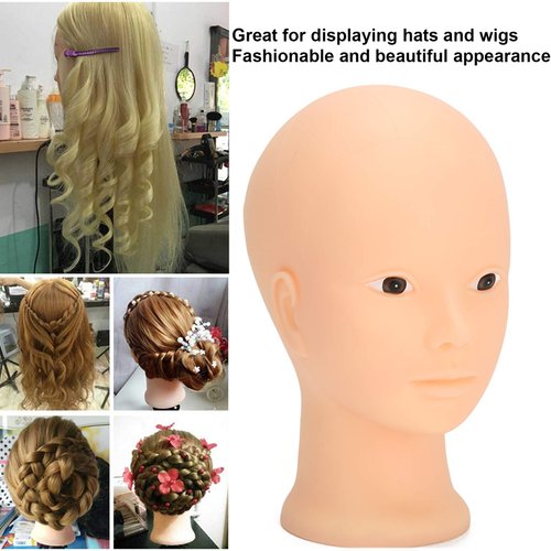 19.3in 3D Make Up Practice Training Head, Lash Mannequin Head, Soft Silicone Lash Extension Kit, Cosmetology Doll Face Head for Training Makeup and Eyelash Graft (No Makeup)