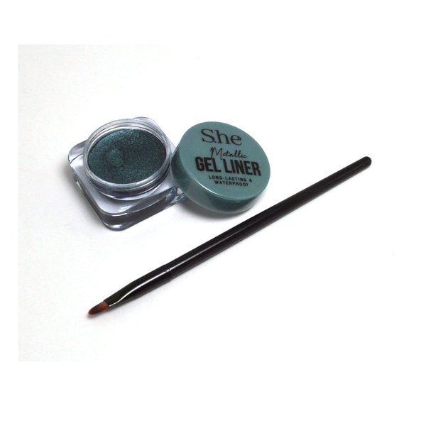 Makeup She Pick 1 Color Waterproof Metallic or Neon Gel liner Long Lasting Eye liner Eyeliner GL550 + Free Zipper Bag (Metallic Deep Turquoise)