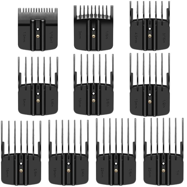 10 Pack Clipper Guards for BaBylissPRO Barberology FX870, FX890, FX825, and FX673 Clippers, Fit for BaByliss Clipper Guards with Metal Spring Clip - Cutting Lengths 1/16-1 inch Attachment Combs Set