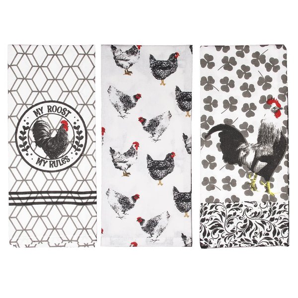 fillURbasket Rooster Kitchen Towels Set Farmhouse Dish Towels Farm Kitchen Towels Set Farm House Kitchen Towels Gift Set Cotton 15”x25”