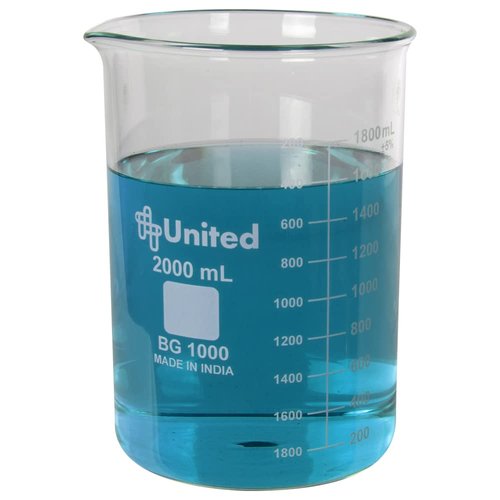 United Scientific™ BG1000-2000 Borosilicate Laboratory Grade Glass Beakers | Griffin Style Low Form Beaker | Graduated with Spout | Designed for Laboratories & Chemistry Classrooms | 2,000mL | 1 Each