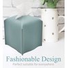 Livelab Tissue Box Cover, Square Decorative PU Leather Tissue Box Holder Modern Tissue Case Facial Paper Organizer Dispenser for Bathroom, Vanity Countertop, Night Stands, Desk 5X5X5'' | Blue