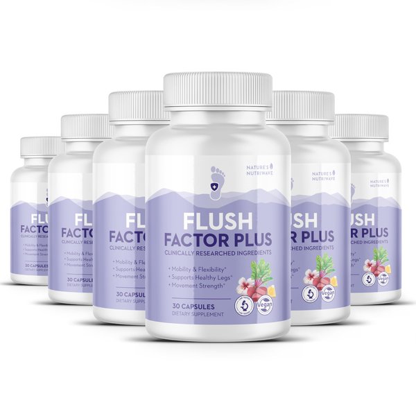 Flush Factor Plus - Original Formulated FlushFactorPlus for Leg Comfort, 100% Natural Ingredients, Made in USA, No Stimulants | 30 Capsules, 6 Month Supply