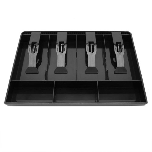 Cash Register Drawer Insert Tray with 4 Bill/3 Coin Compartments for Money Storage, Black