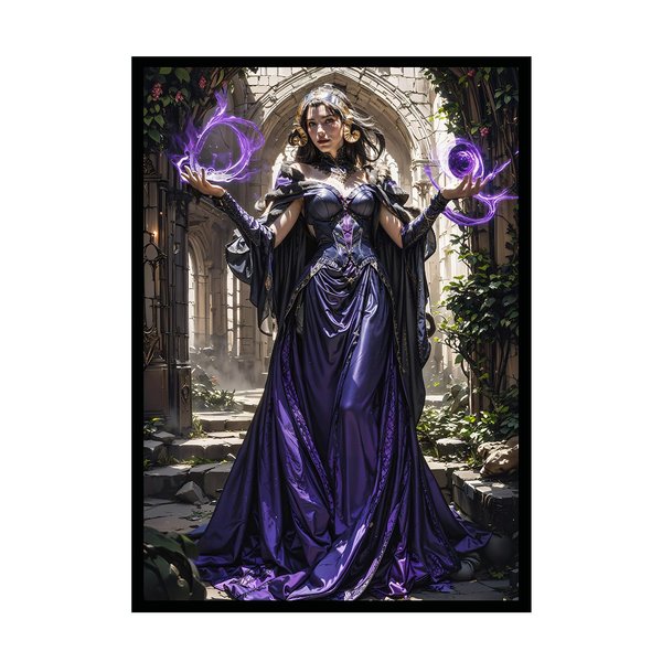 Katomula 100 MTG Card Sleeves with 100 Inner Sleeves, Textured Back Art Sleeves, Black Border & Black Inside, Fit Standard Size Cards - Liliana