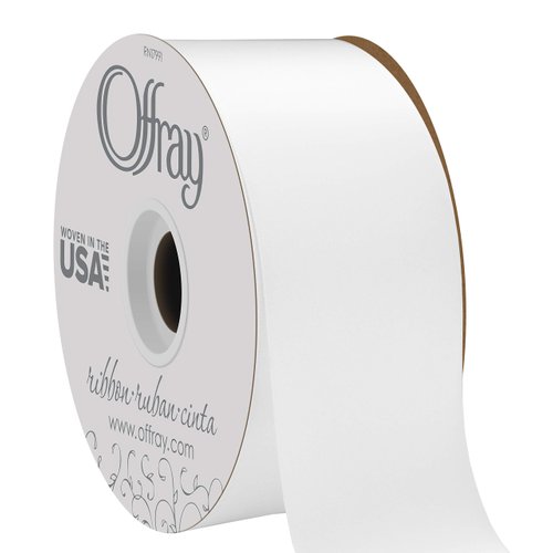 Berwick Offray 2.25" Wide Double Face Satin Ribbon, White, 50 Yds
